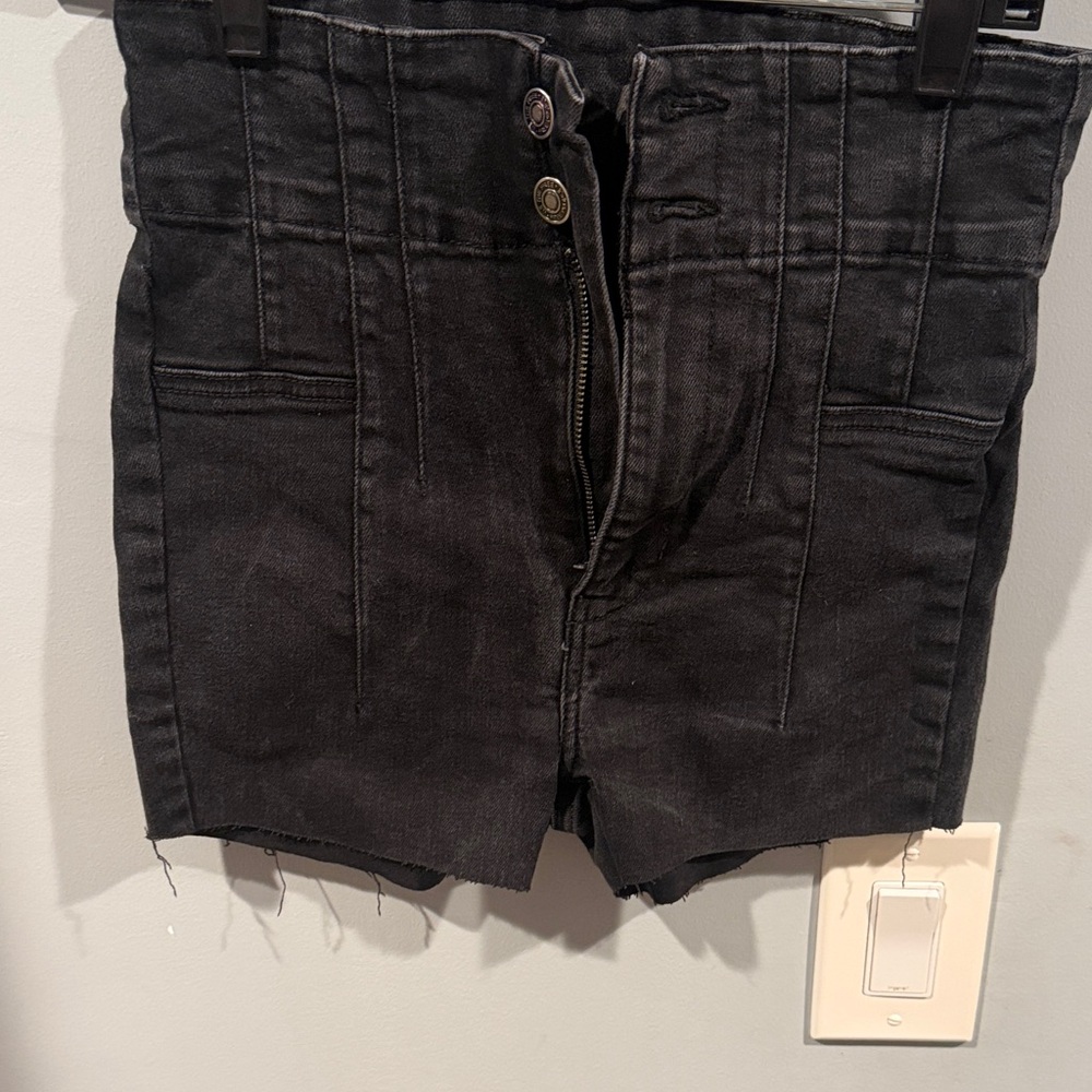 We the Free Black High-Waisted Denim cut off Shorts